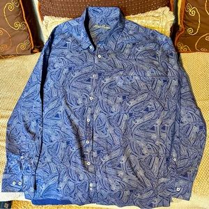 Alan Flusser Blue Paisley Button up Shirt